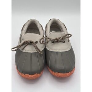 JBU Jambu Gwen Weather Ready Slip On Rubber Duck Shoes-Size 6.5-Gray/Orange/Fur